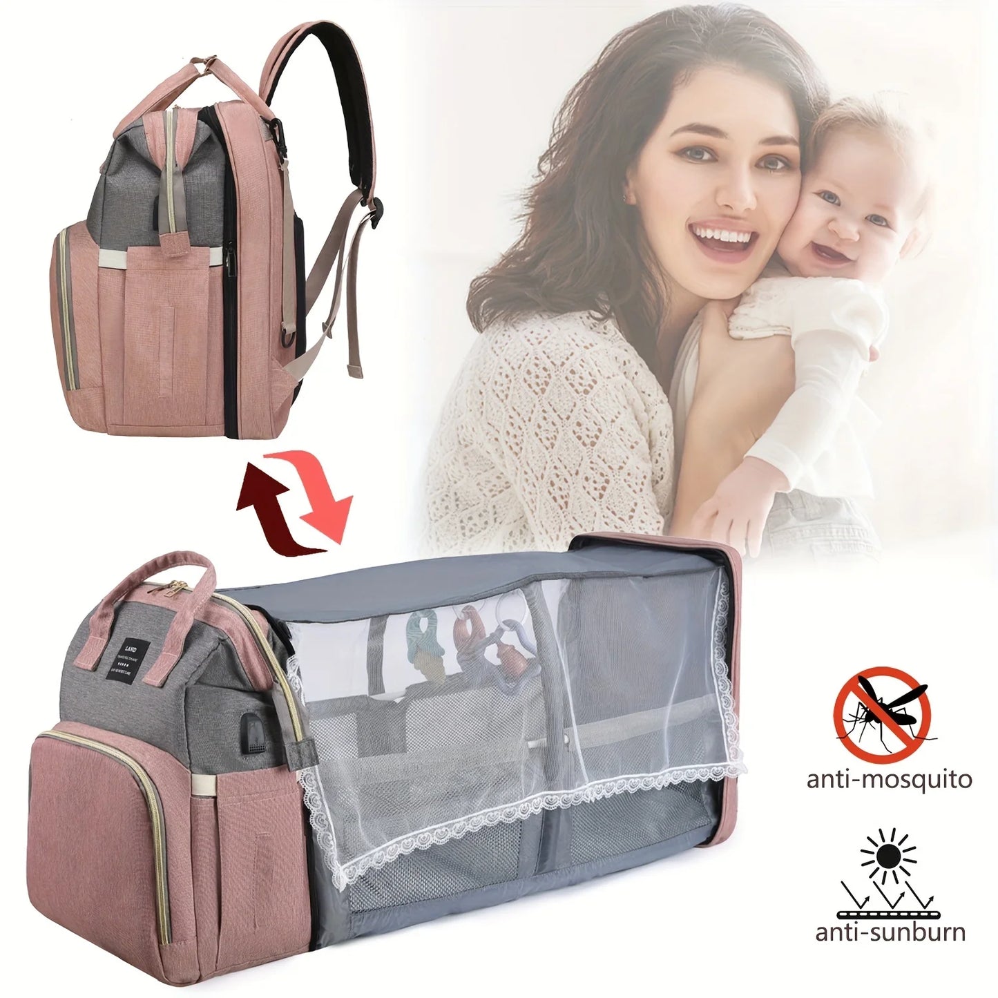 MamiBag – Die stylische 3-in-1 Wickeltasche mit faltbarem Babybett, großem Stauraum & ideal für unterwegs